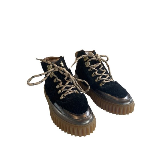 New Voile Blanche Eva Shearling Metallic Leather Womens Hiking Boots Black EU 40 - Picture 10 of 13